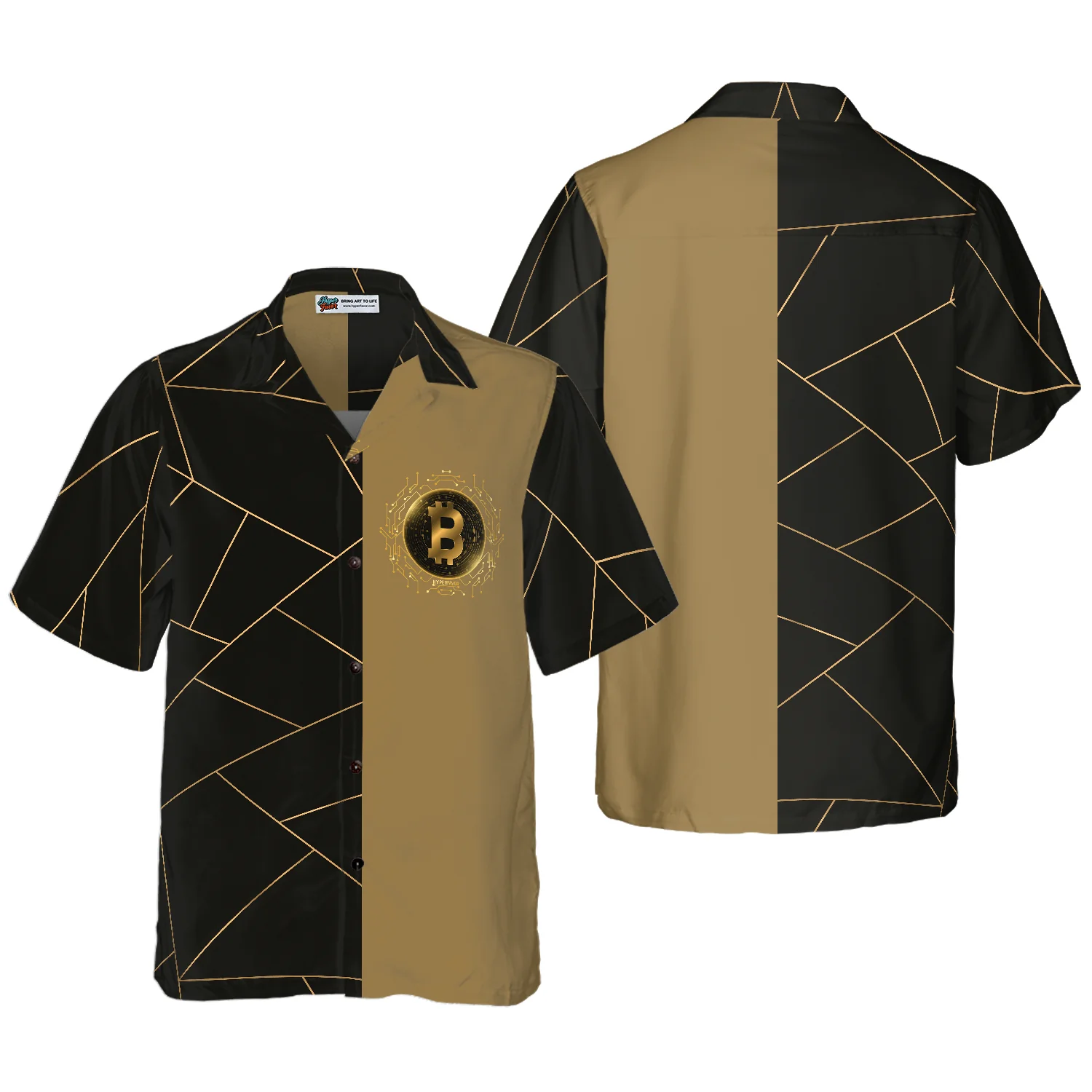 Golden Bitcoin Cryptocurrency Hawaiian Shirt Aloha Shirt For Men and Women
