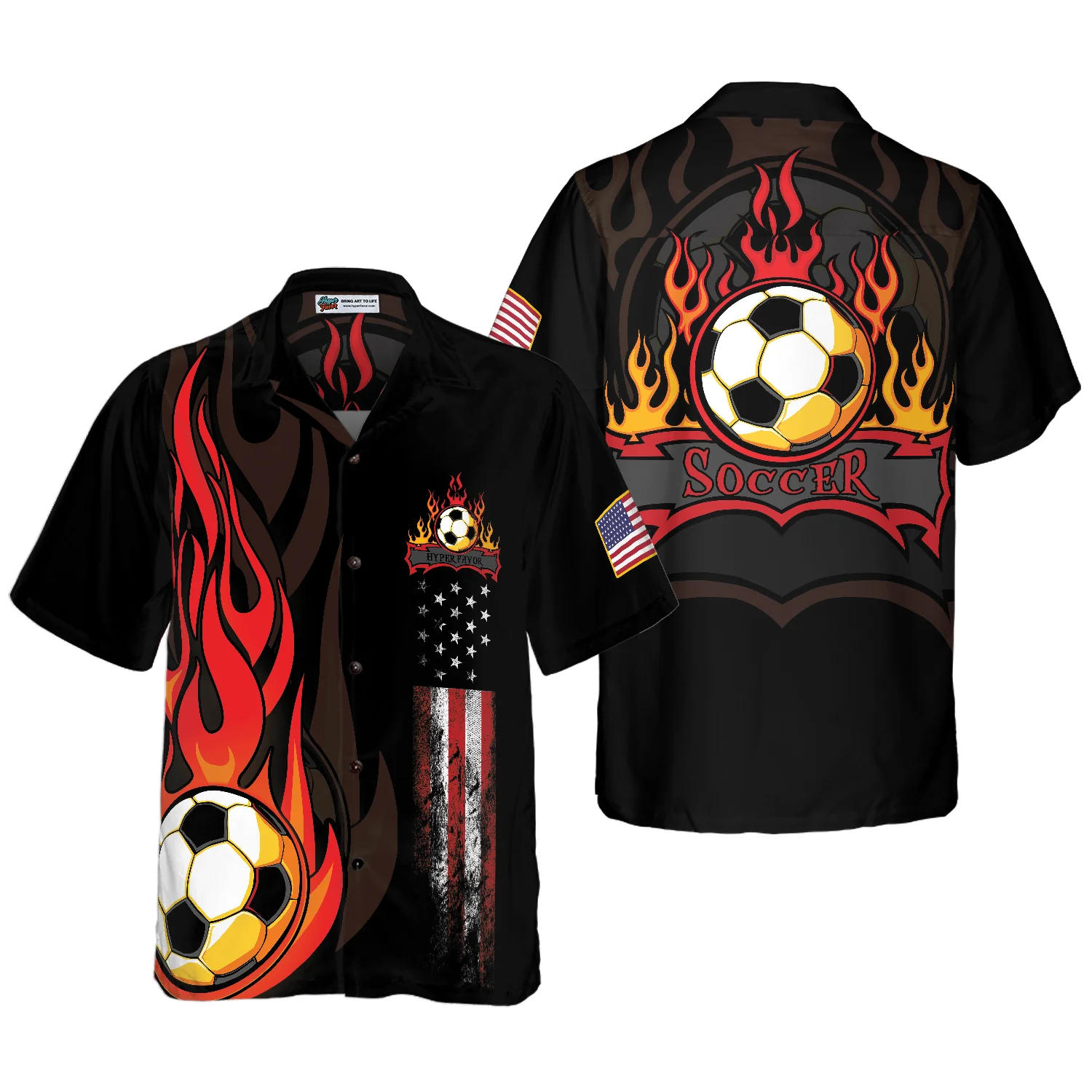 Soccer Flame Hawaiian Shirt Aloha Shirt For Men and Women