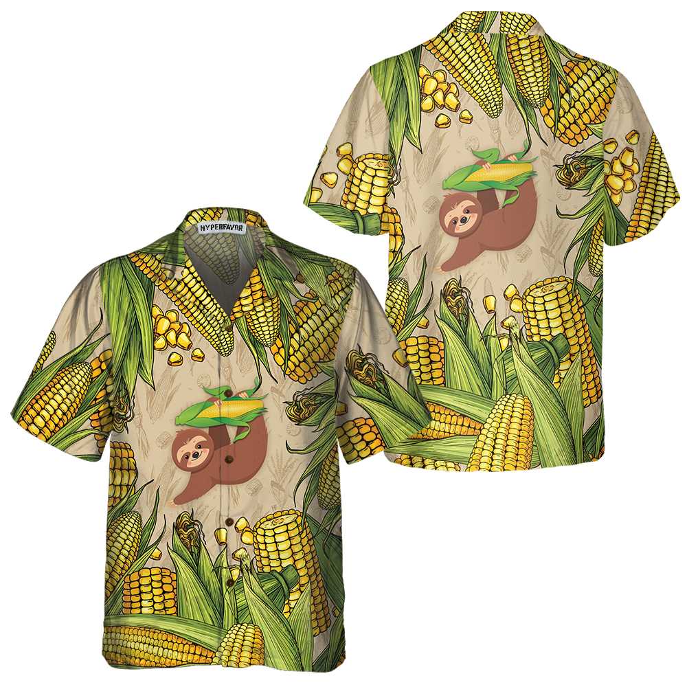 Slothcorn Hawaiian Shirt Funny Sloth And Corn Shirt Unique Corn Cop Shirt Aloha Shirt For Men and Women