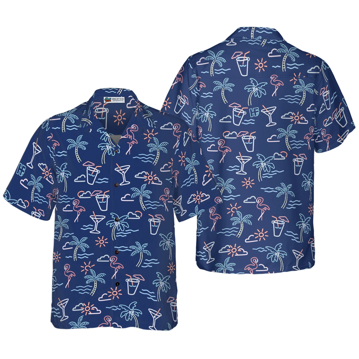 Beach Party Tropical Flamingo Hawaiian Shirt Aloha Shirt For Men and Women