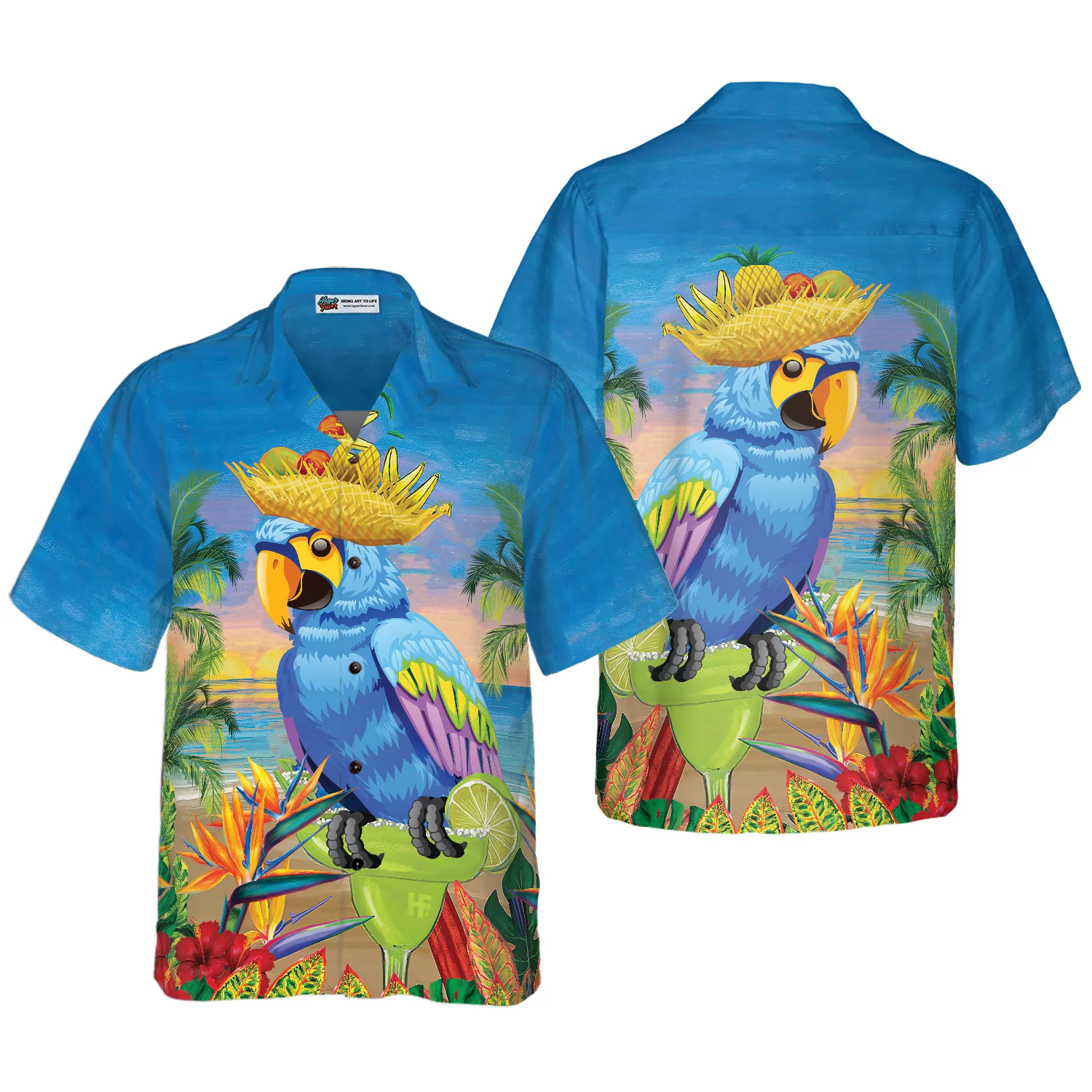 Summer Beach Parrot Hawaiian Shirt Aloha Shirt For Men and Women