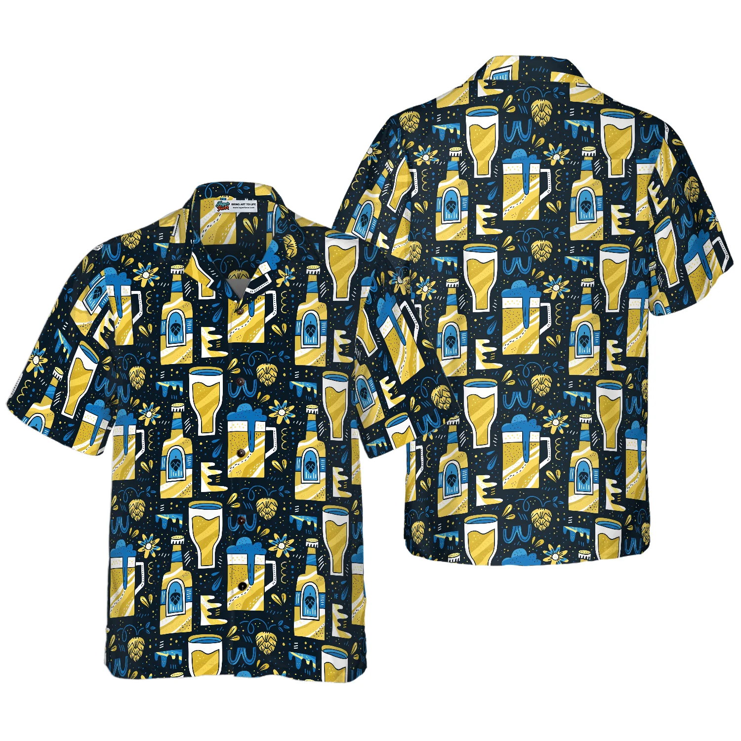 Beer Pattern Hawaiian Shirt Aloha Shirt For Men and Women