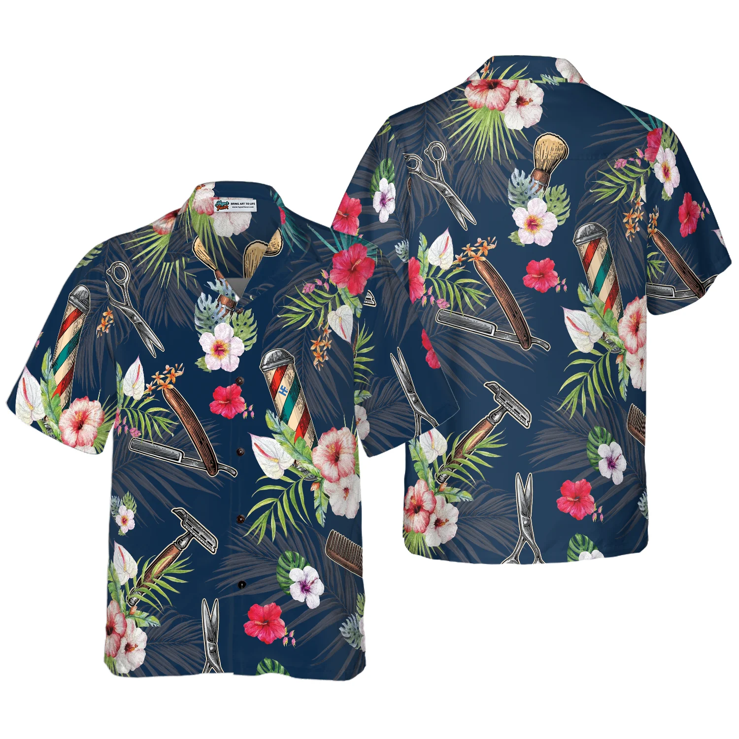 Barber Tools Tropical Pattern Hawaiian Shirt Aloha Shirt For Men and Women