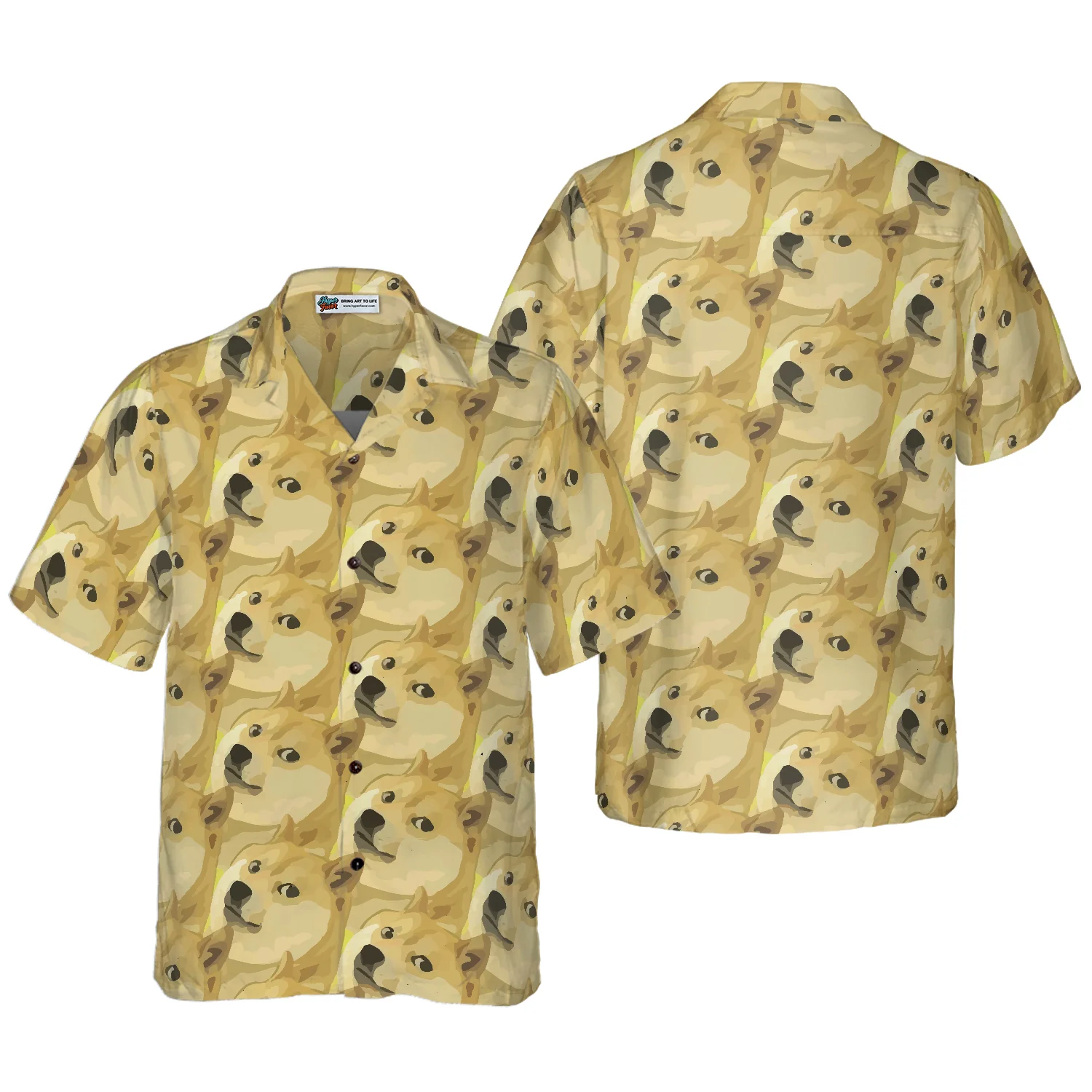 Full Face Doge Pattern Dogecoin Hawaiian Shirt Aloha Shirt For Men and Women