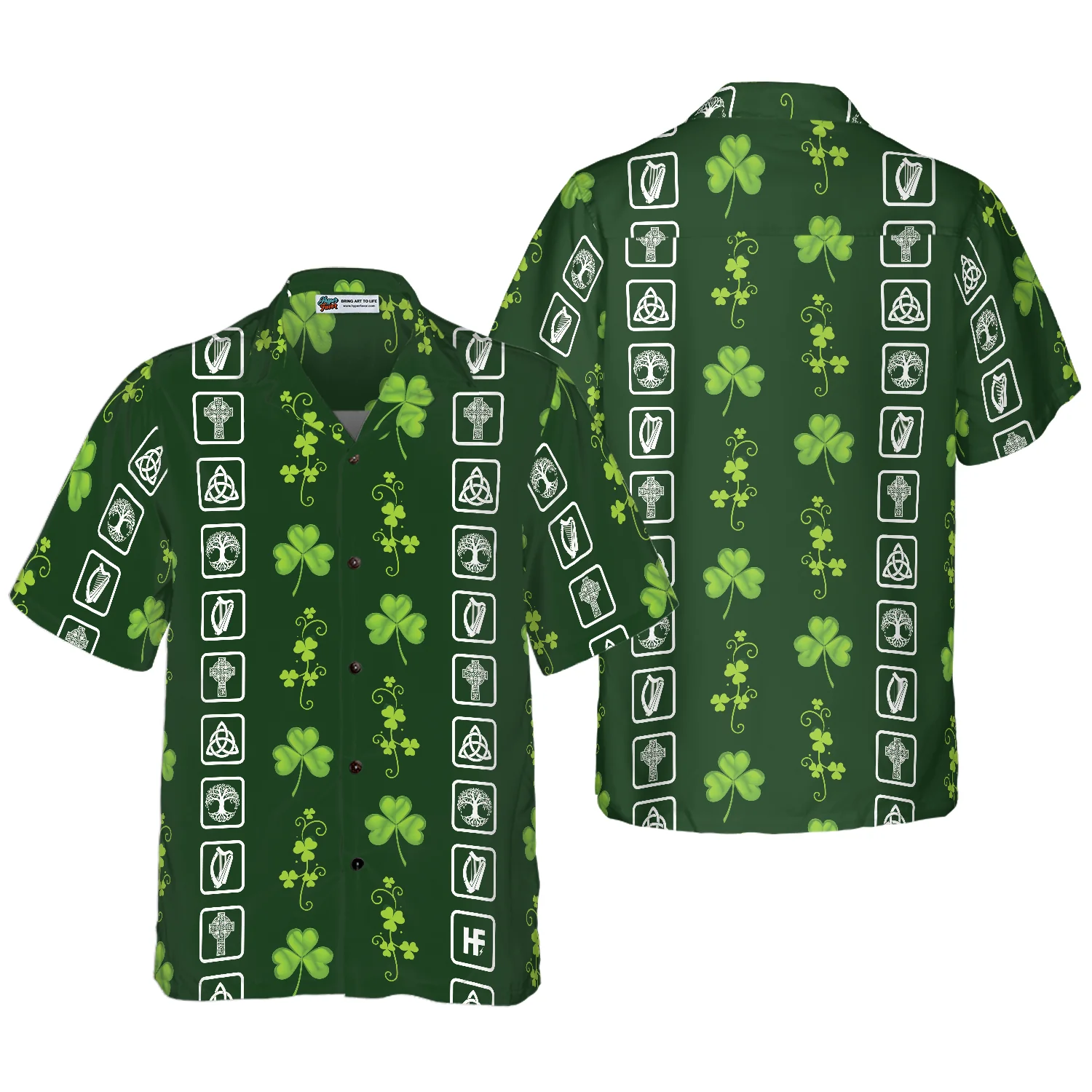 Shamrock Irish Symbols Hawaiian Shirt Aloha Shirt For Men and Women