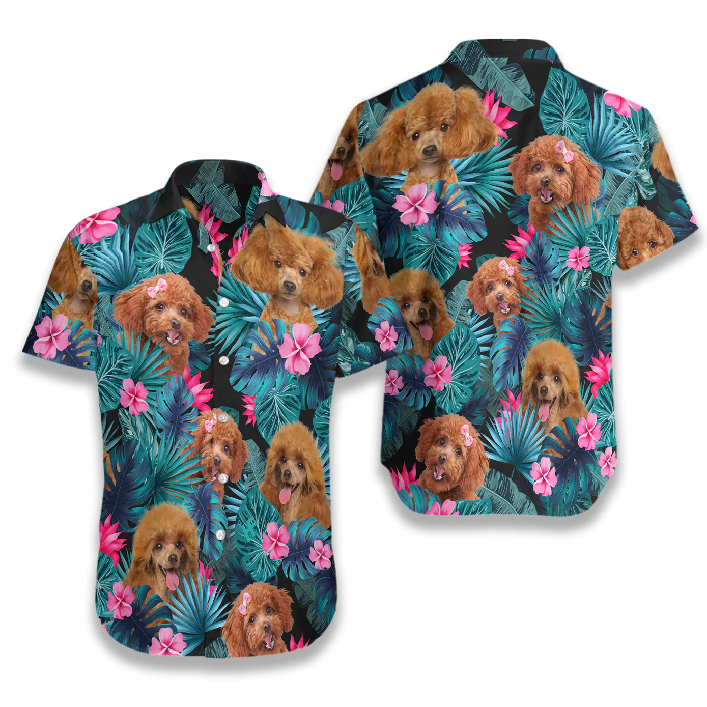 Tropical Poodle Hawaiian Shirt Aloha Shirt For Men and Women