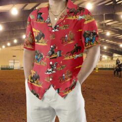 Rodeo Seamless Pattern Hawaiian Shirt Red Version Texas Native Western Shirt Proud Texas Shirt Aloha Shirt For Men and Women - Dream Art Europa