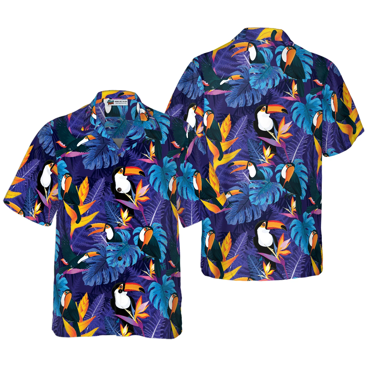 Toucan Birds Tropical Leaves V1 Hawaiian Shirt Aloha Shirt For Men and Women