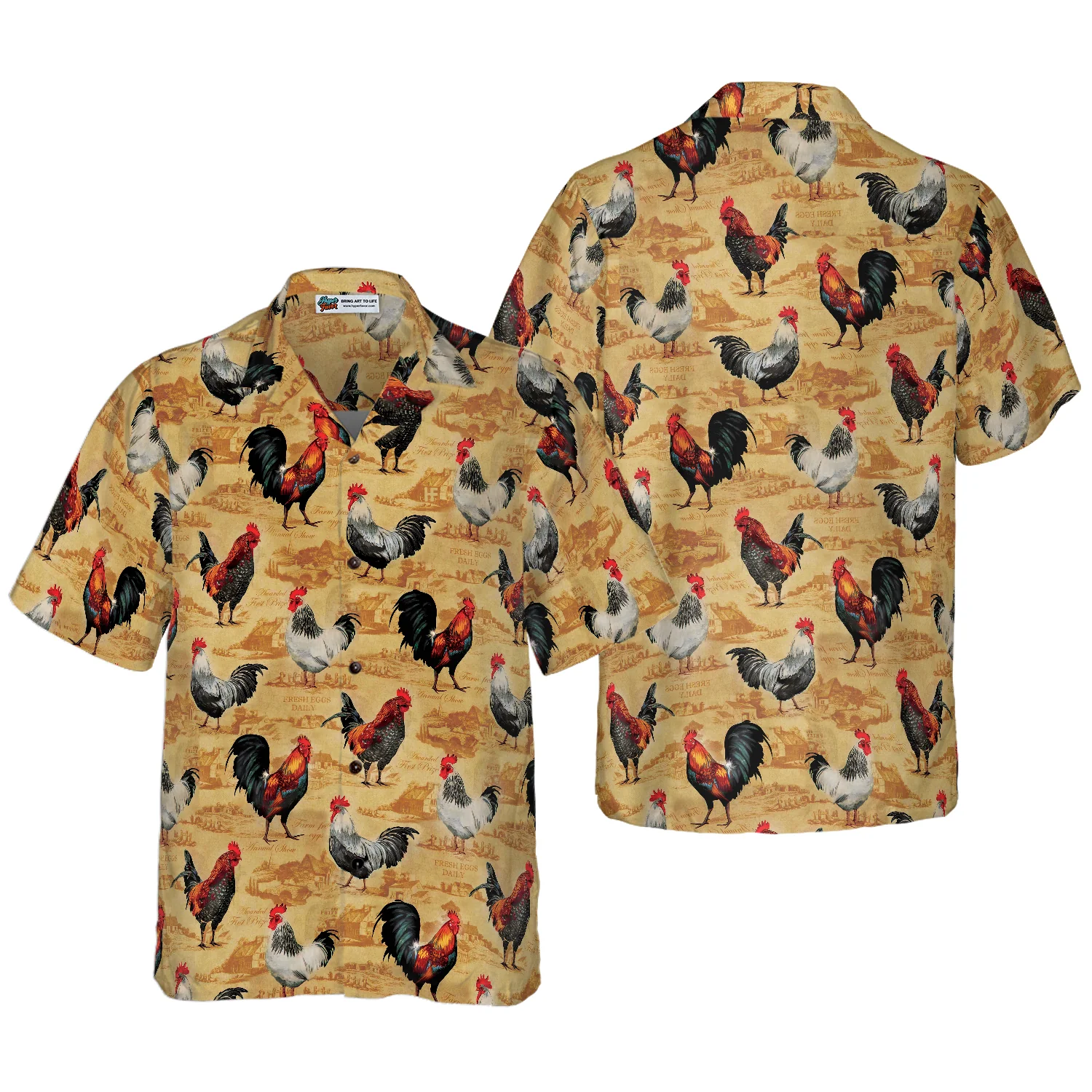 Vintage Chicken Farm Shirt Hawaiian Shirt Aloha Shirt For Men and Women