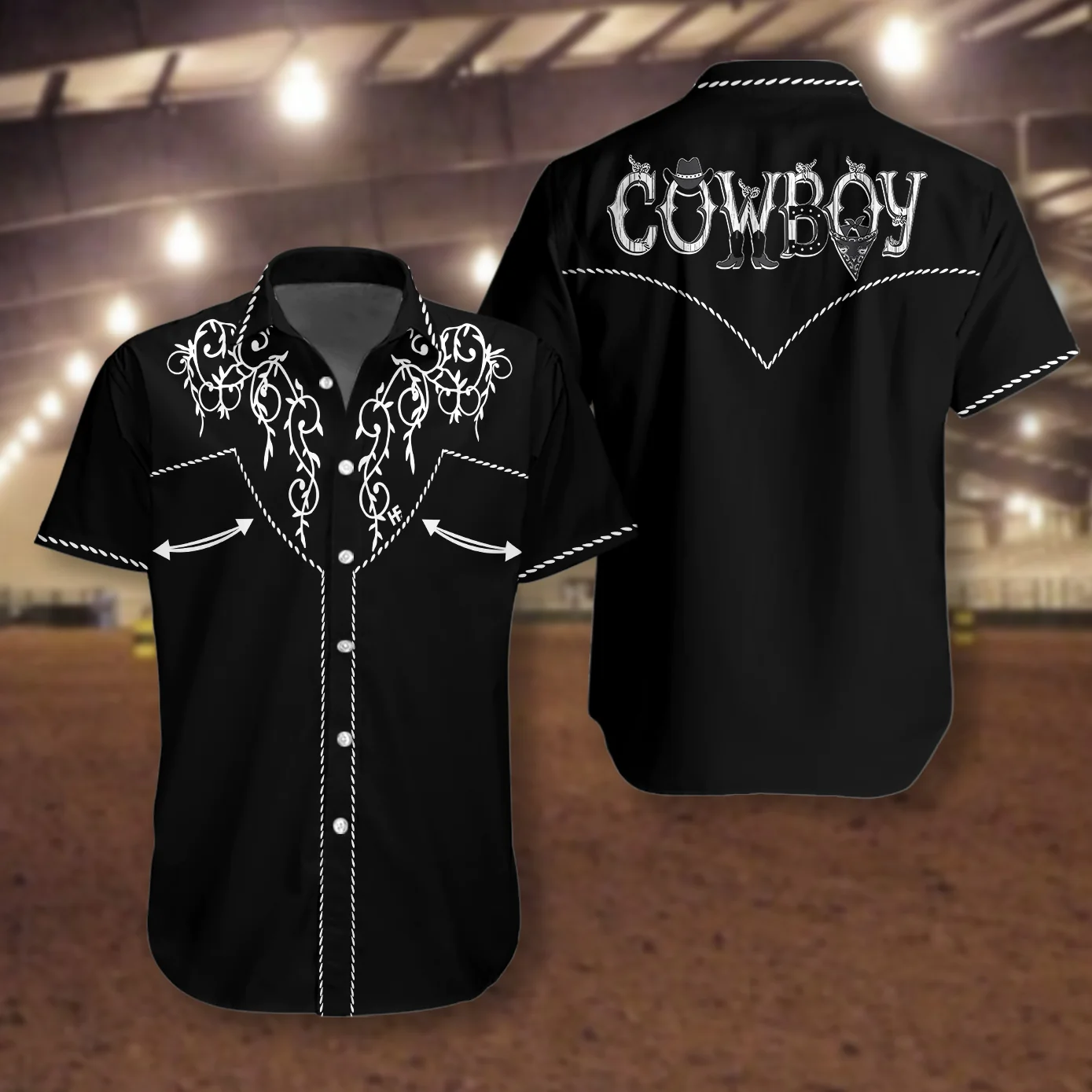 Cowboy Rodeo Texture Hawaiian Shirt Vintage Embroidered Texas Western Shirt Texas Native Shirt Aloha Shirt For Men and Women