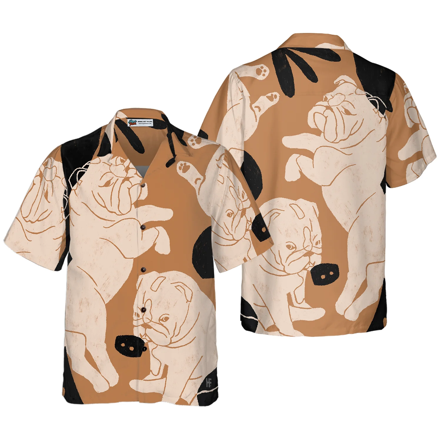 Bulldog Illustration Hawaiian Shirt Aloha Shirt For Men and Women