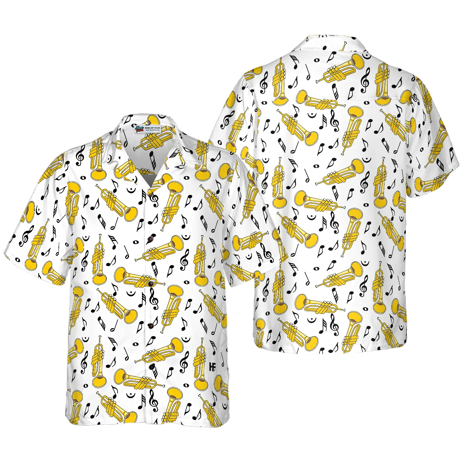 Trumpet Seamless Pattern Shirt Hawaiian Shirt Aloha Shirt For Men and Women