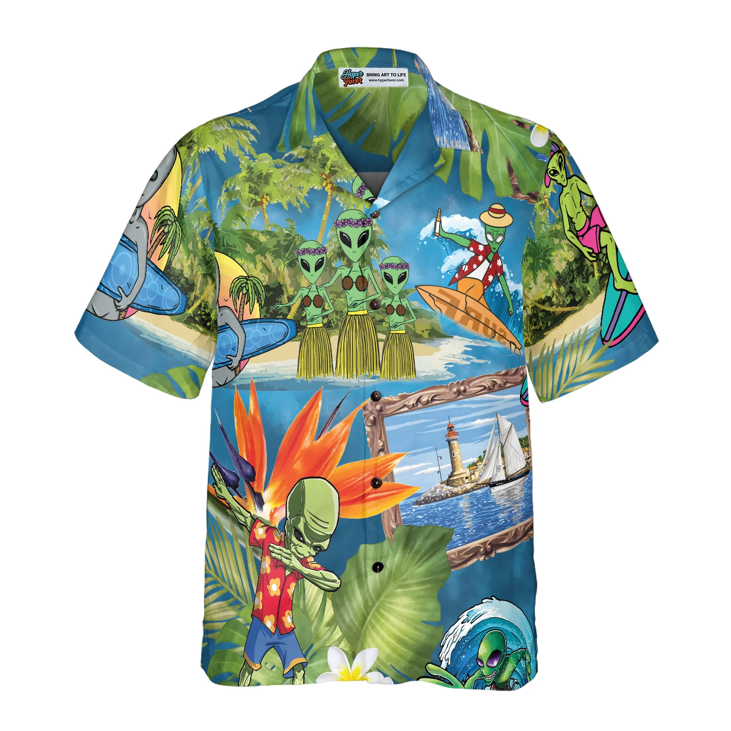 Alien Tropical Summer Hawaiian Shirt Aloha Shirt For Men and Women