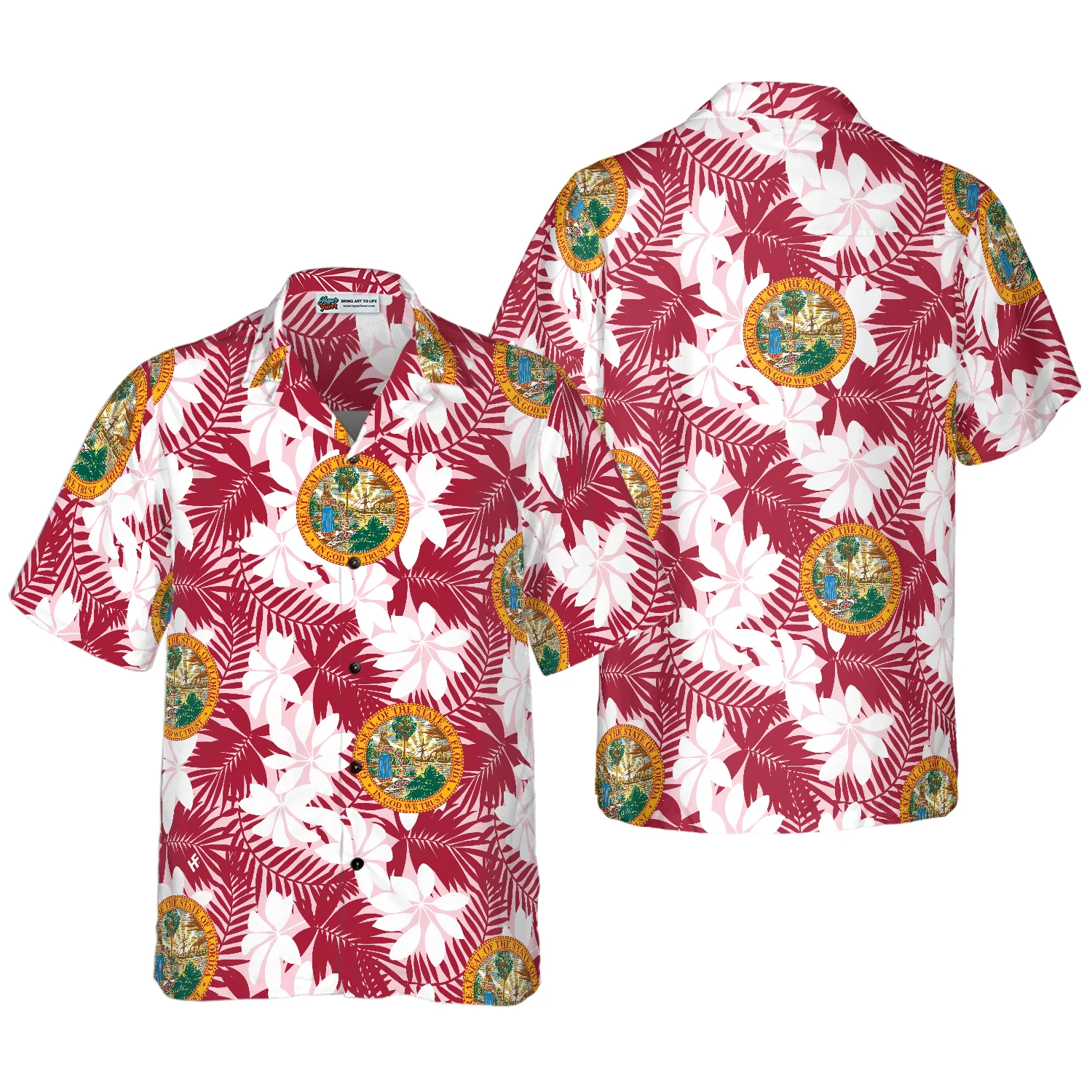 Florida Flag Seamless Pattern USA Hawaiian Shirt Aloha Shirt For Men and Women