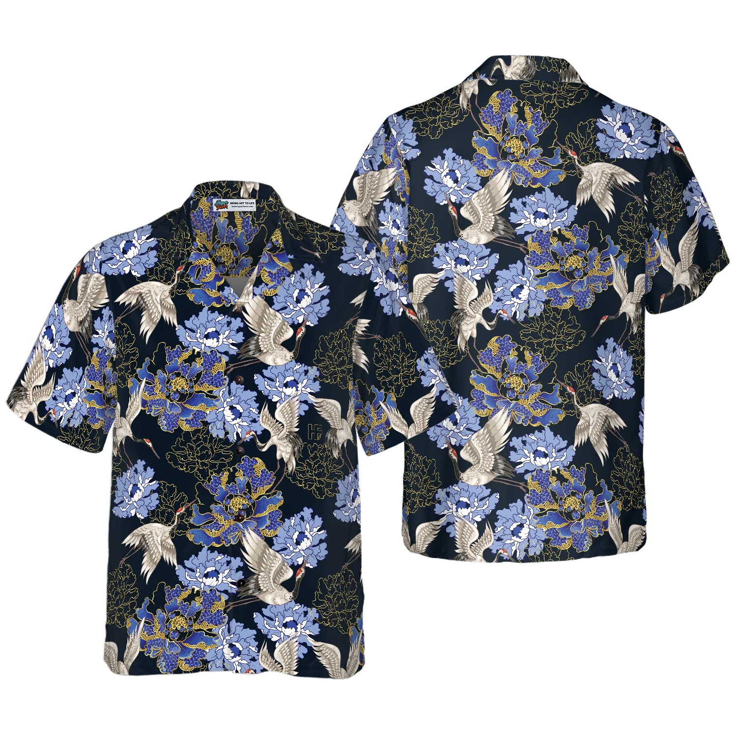 Japanese White Cranes Hawaiian Shirt Aloha Shirt For Men and Women