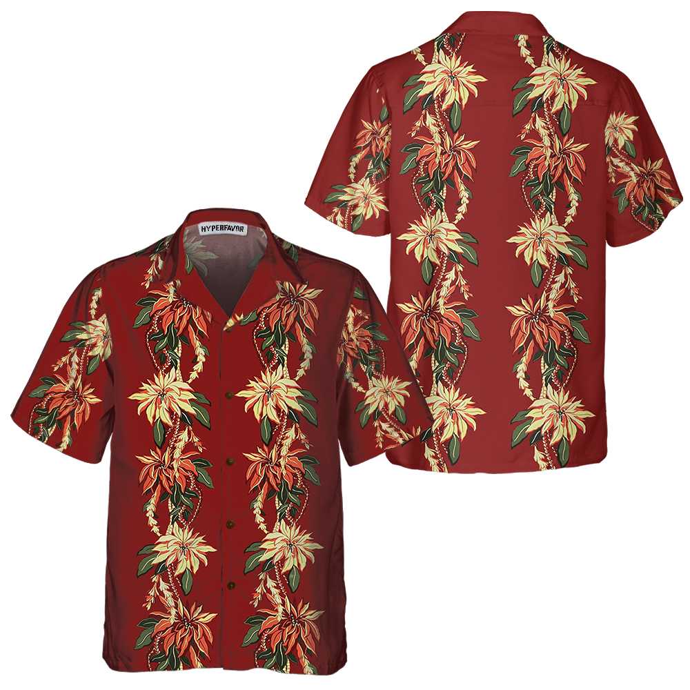 Poinsettia Christmas Hawaiian Shirt Vintage Christmas Shirt Best Christmas Gift Ideas Aloha Shirt For Men and Women