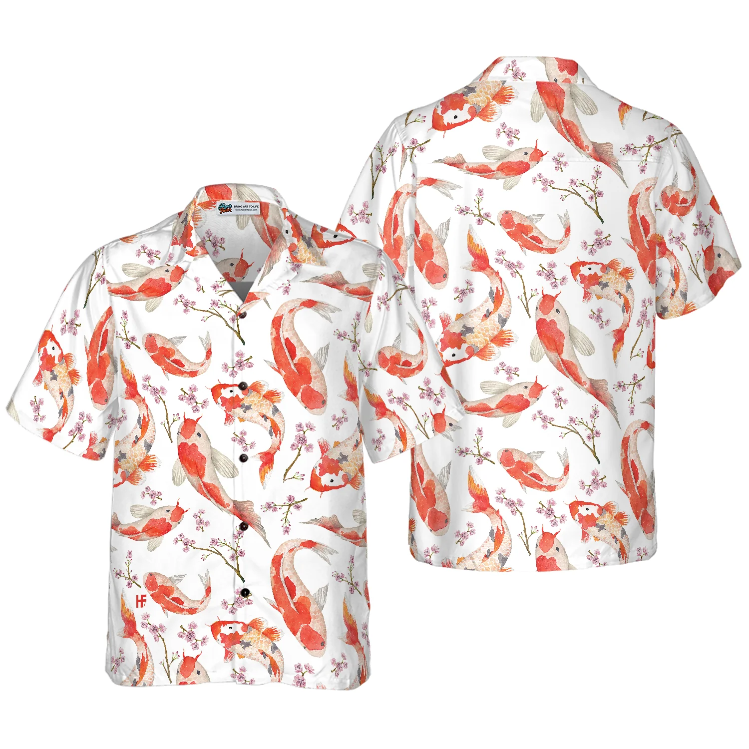 Koi Fish And Cherry Blossom Hawaiian Shirt Aloha Shirt For Men and Women