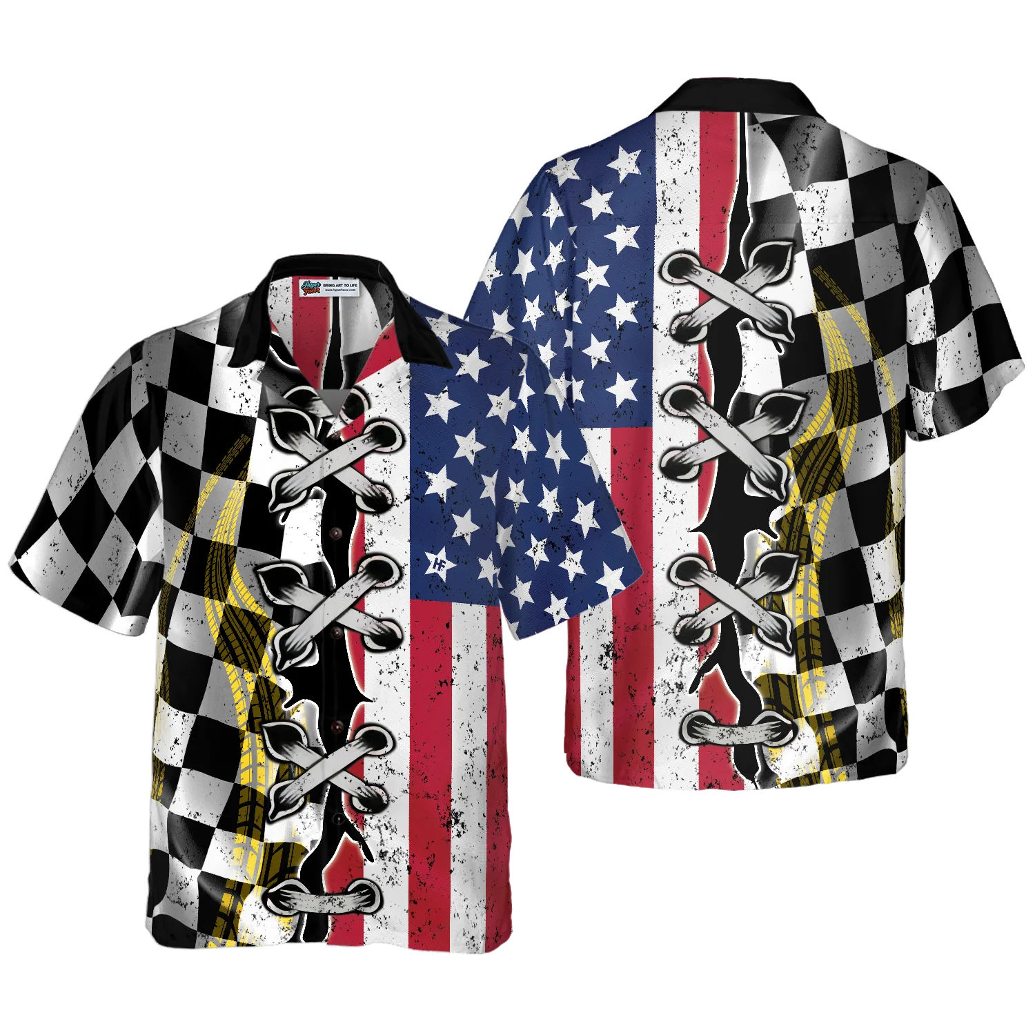 Dirt Track Racing Flag Hawaiian Shirt Aloha Shirt For Men and Women