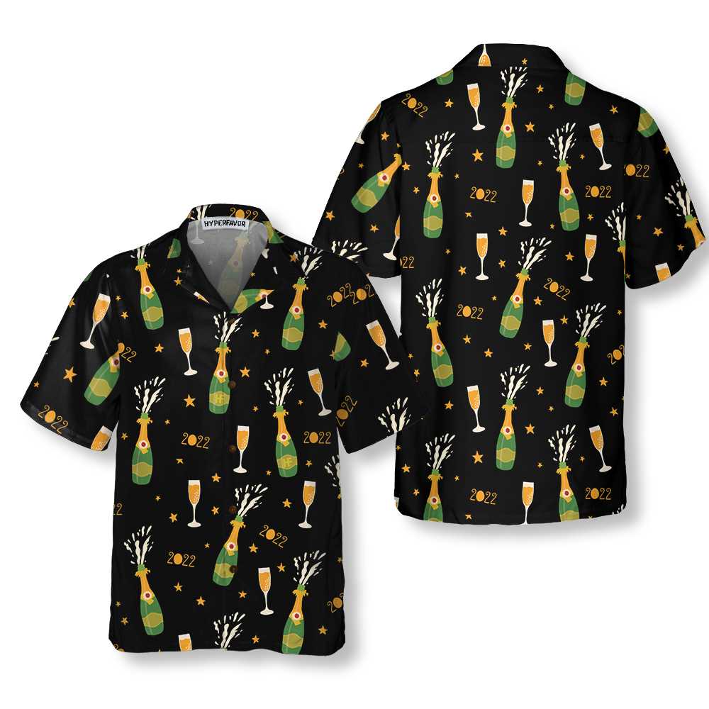 Happy New Year Hawaiian Shirt Cool Short Sleeve New Year Eve Shirt For Man  Women Aloha Shirt For Men and Women