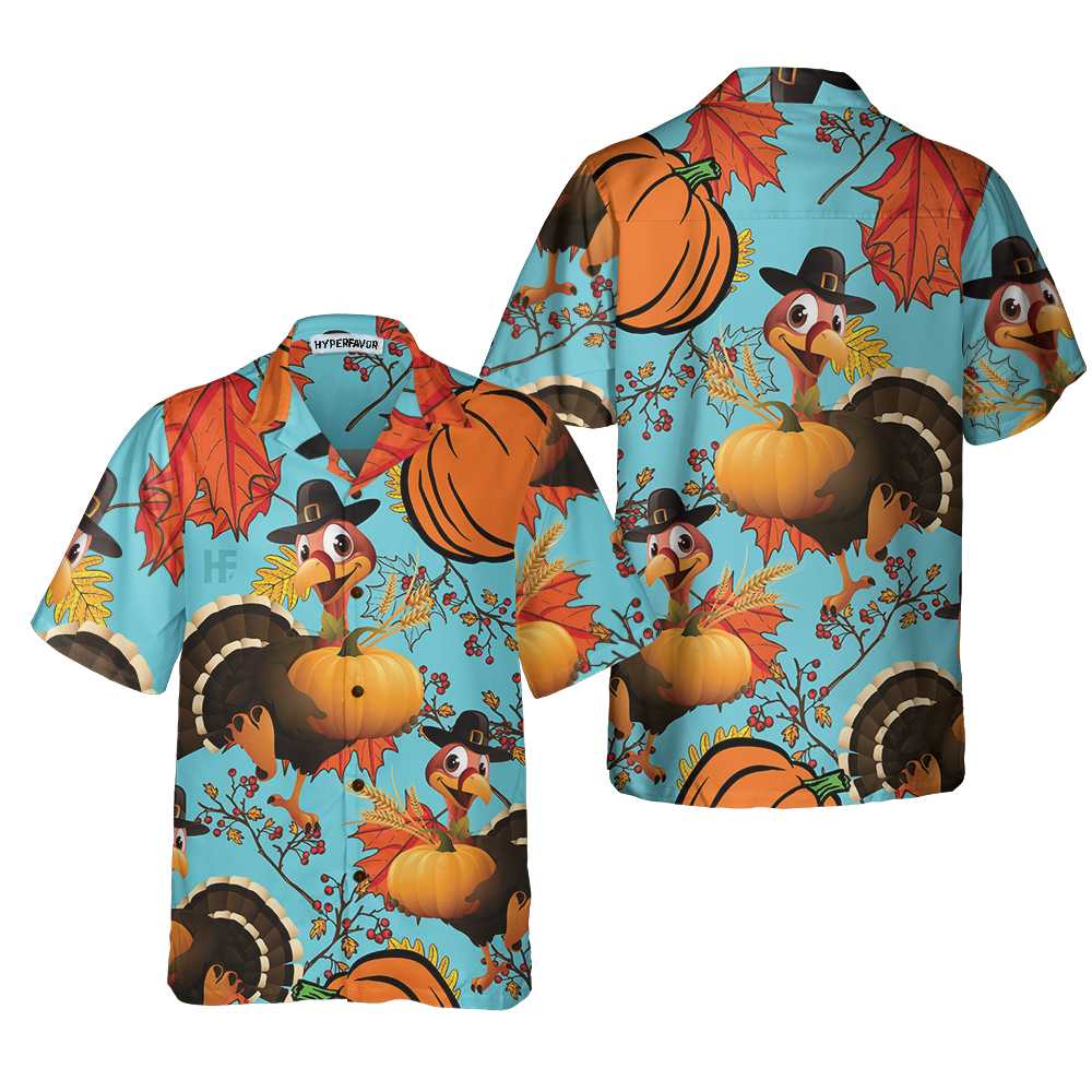 Turkey Thanksgiving Hawaiian Shirt Funny Pumpkin Turkey Shirt Unique Thanksgiving Gift Aloha Shirt For Men and Women