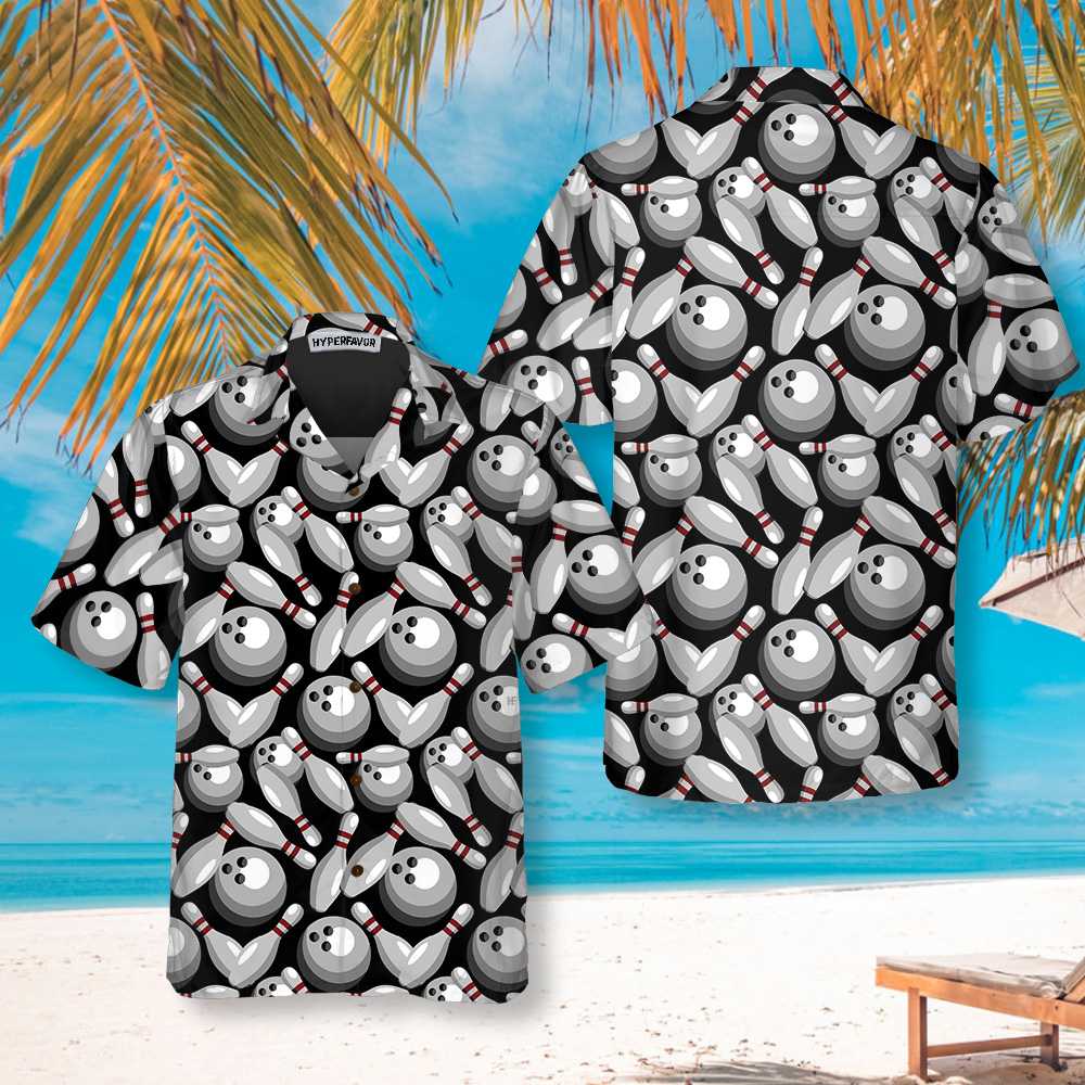 Bowling Pins  Balls Hawaiian Shirt Seamless Bowling Patterns Shirt Best Gift For Bowling Lovers Aloha Shirt For Men and Women