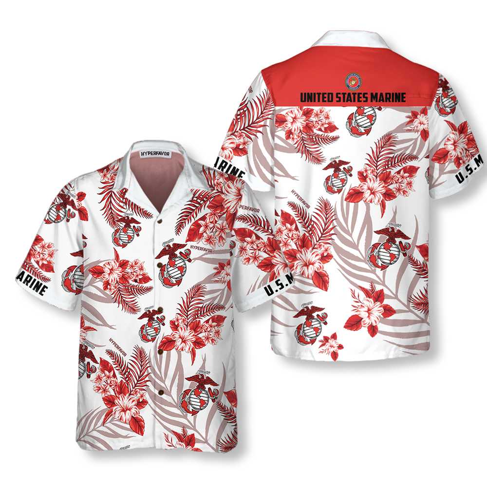 United States Marine Corps Hawaiian Shirt Proud USMC Shirt US Marine Corps Shirt Short Sleeve Best Gift For Marines Aloha Shirt For Men and Women