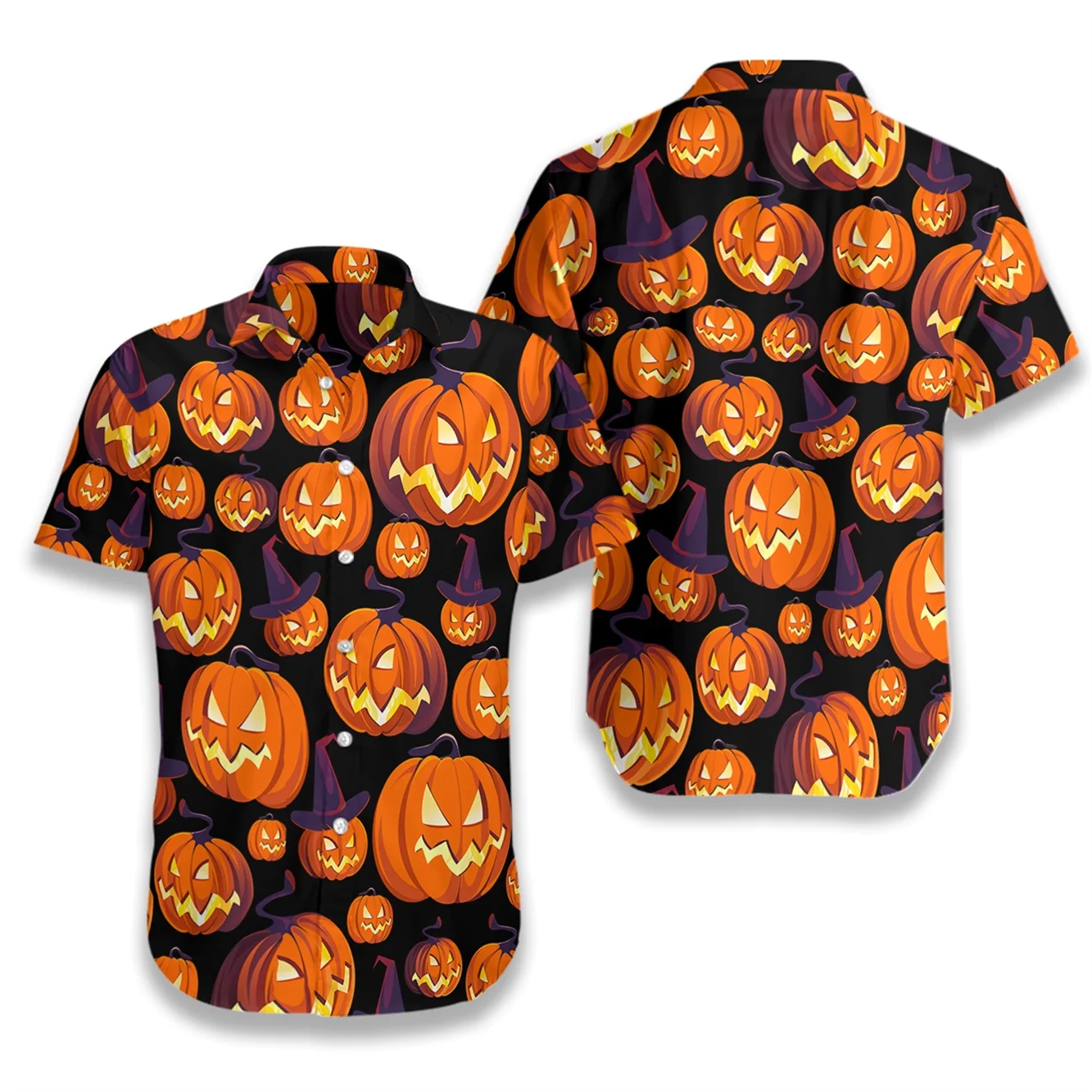Halloween Pumpkin Hawaiian Shirt Aloha Shirt For Men and Women