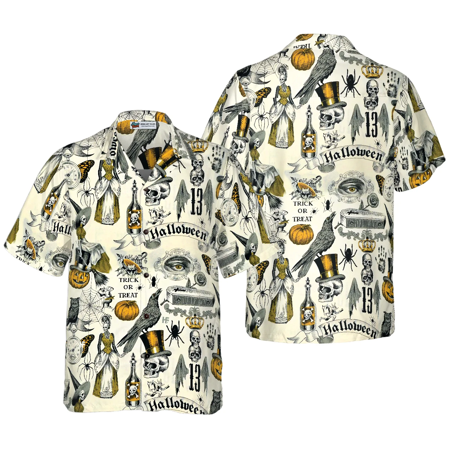 Trickery Halloween Pattern Hawaiian Shirt Aloha Shirt For Men and Women