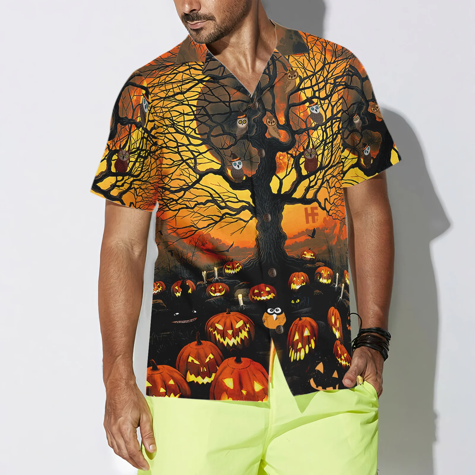 Pumpkin Night Hawaiian Shirt Aloha Shirt For Men and Women