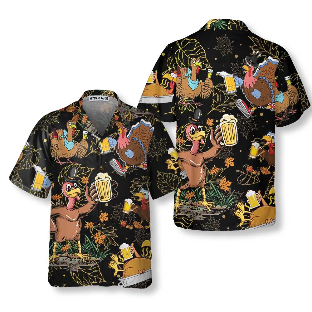 Drunk Turkey Thanksgiving Hawaiian Shirt Funny Thanksgiving Gobble Shirt Gift For Thanksgiving Day Aloha Shirt For Men and Women