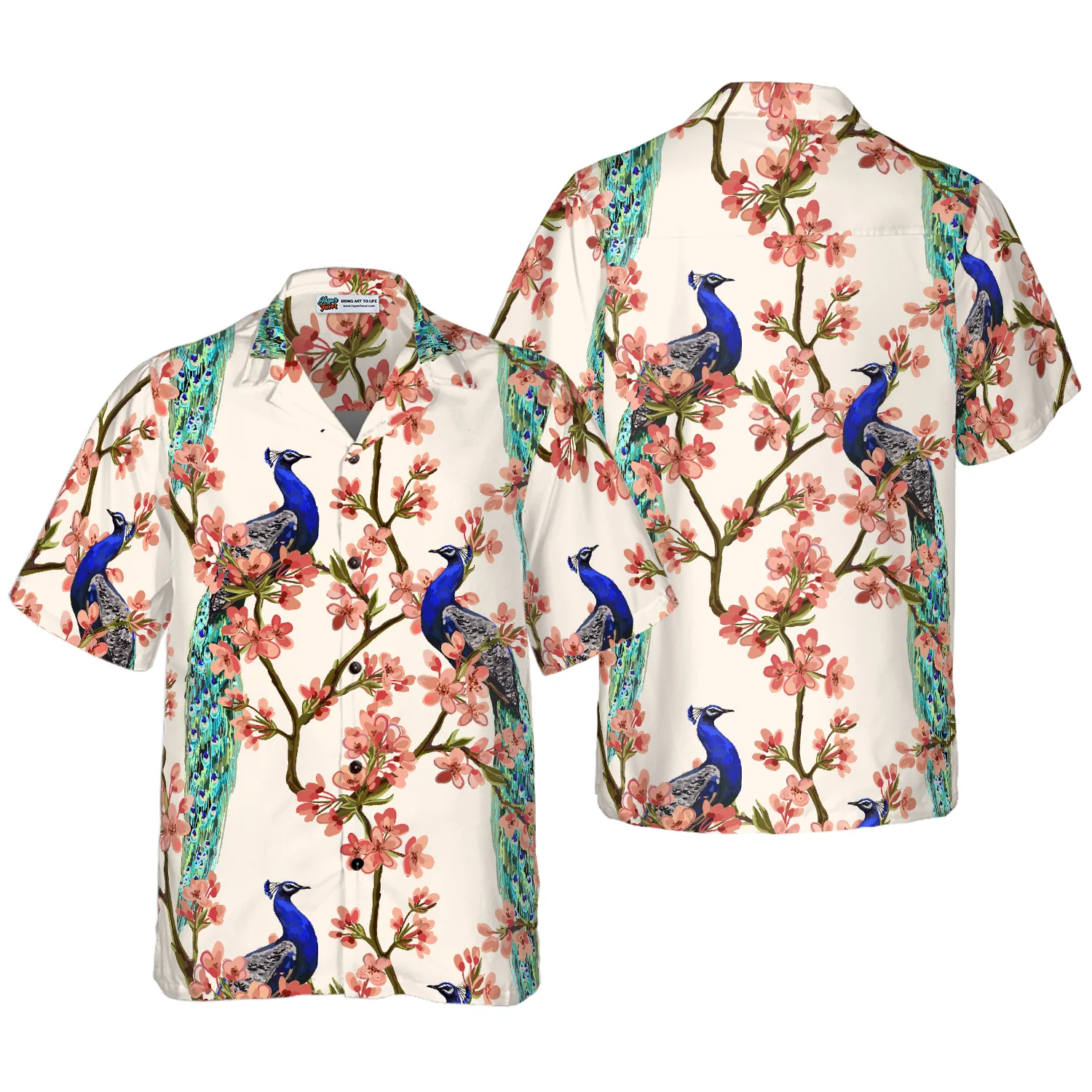 Oriental Peacock Hawaiian Shirt Aloha Shirt For Men and Women
