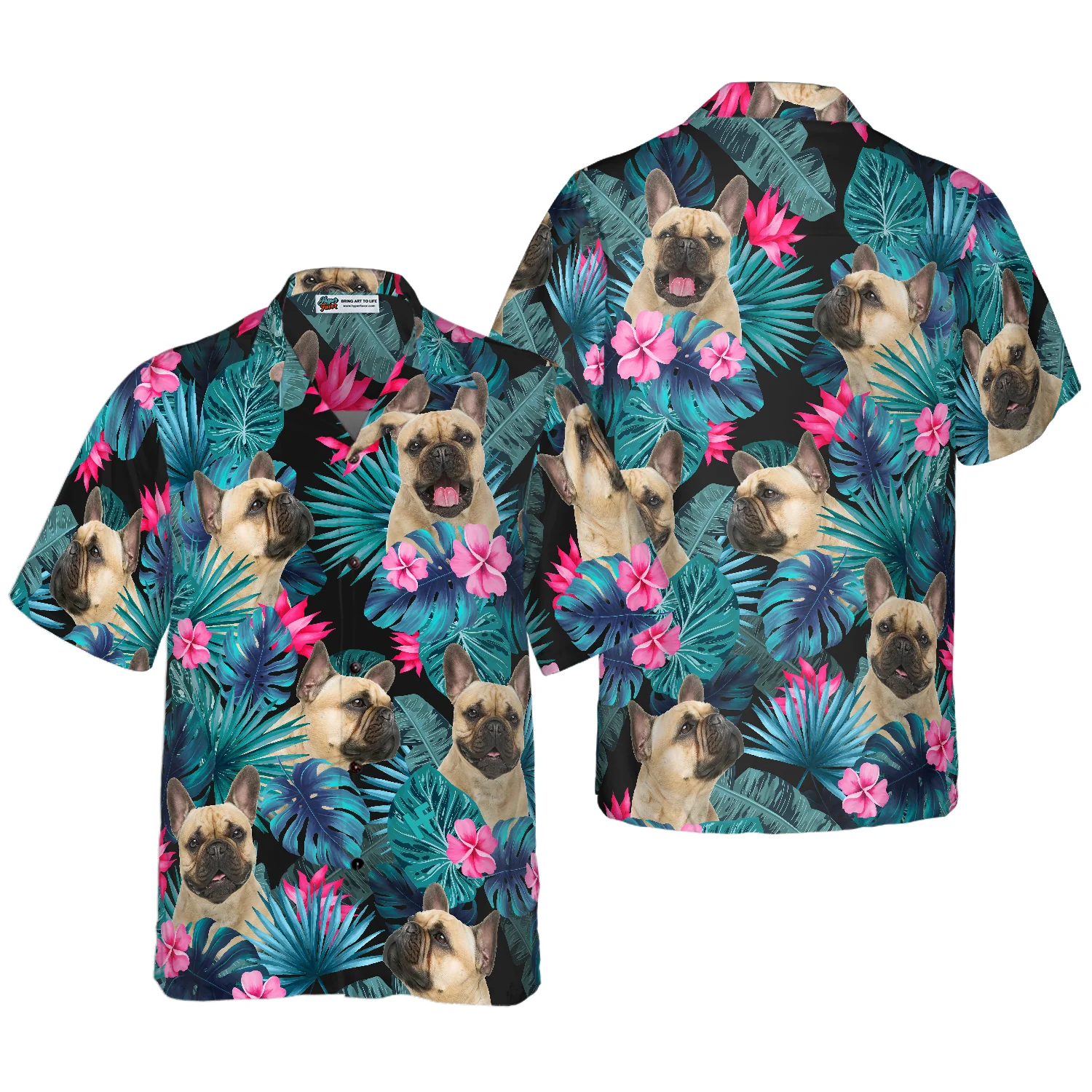 Tropical French Bulldog Hawaiian Shirt Aloha Shirt For Men and Women