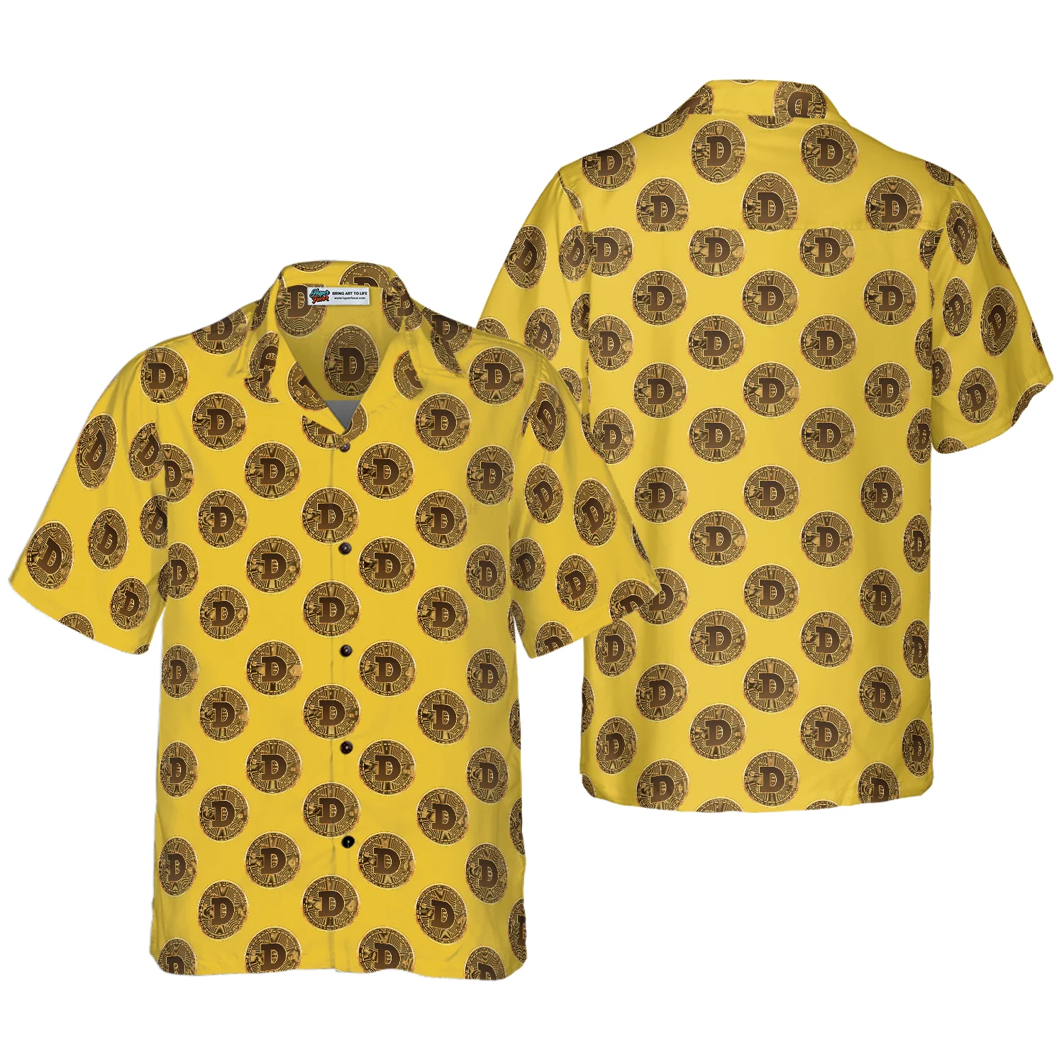 Dogecoin Pattern Hawaiian Shirt Aloha Shirt For Men and Women