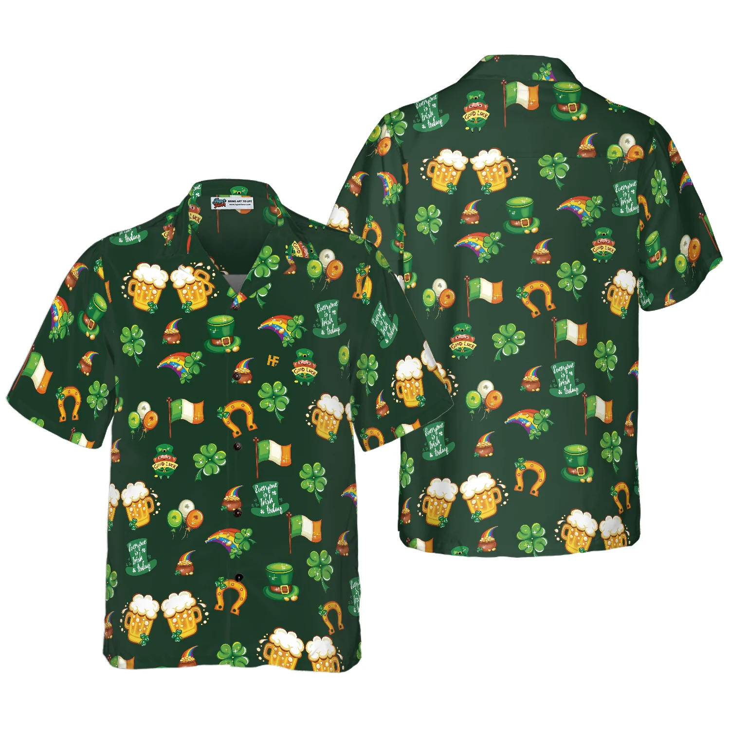 St Patricks Day Symbol Seamless Pattern Hawaiian Shirt Aloha Shirt For Men and Women