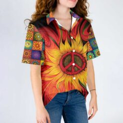 Hippie Sunflower Peace Hawaiian Shirt Hippie Peace Sign Shirt Best Hippie Gift Aloha Shirt For Men and Women