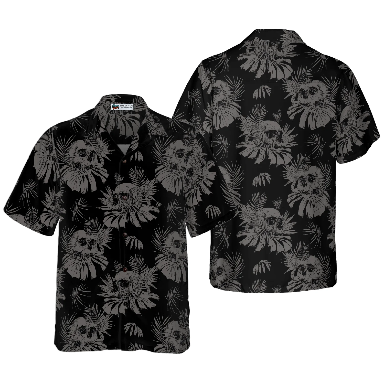 Seamless Gothic Skull With Butterfly Goth Men Hawaiian Shirt Aloha Shirt For Men and Women