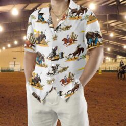 Rodeo Seamless Pattern Hawaiian Shirt White Version Texas Native Western Shirt Proud Texas Shirt Aloha Shirt For Men and Women - Dream Art Europa