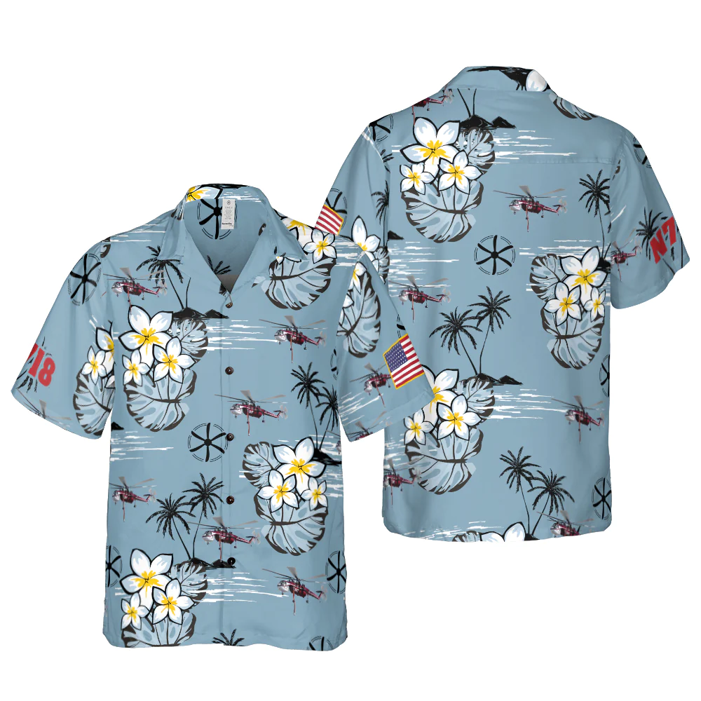 S-64 Skycrane With Tropical Flowers Ver 3 Hawaiian Shirt Aloha Shirt For Men and Women