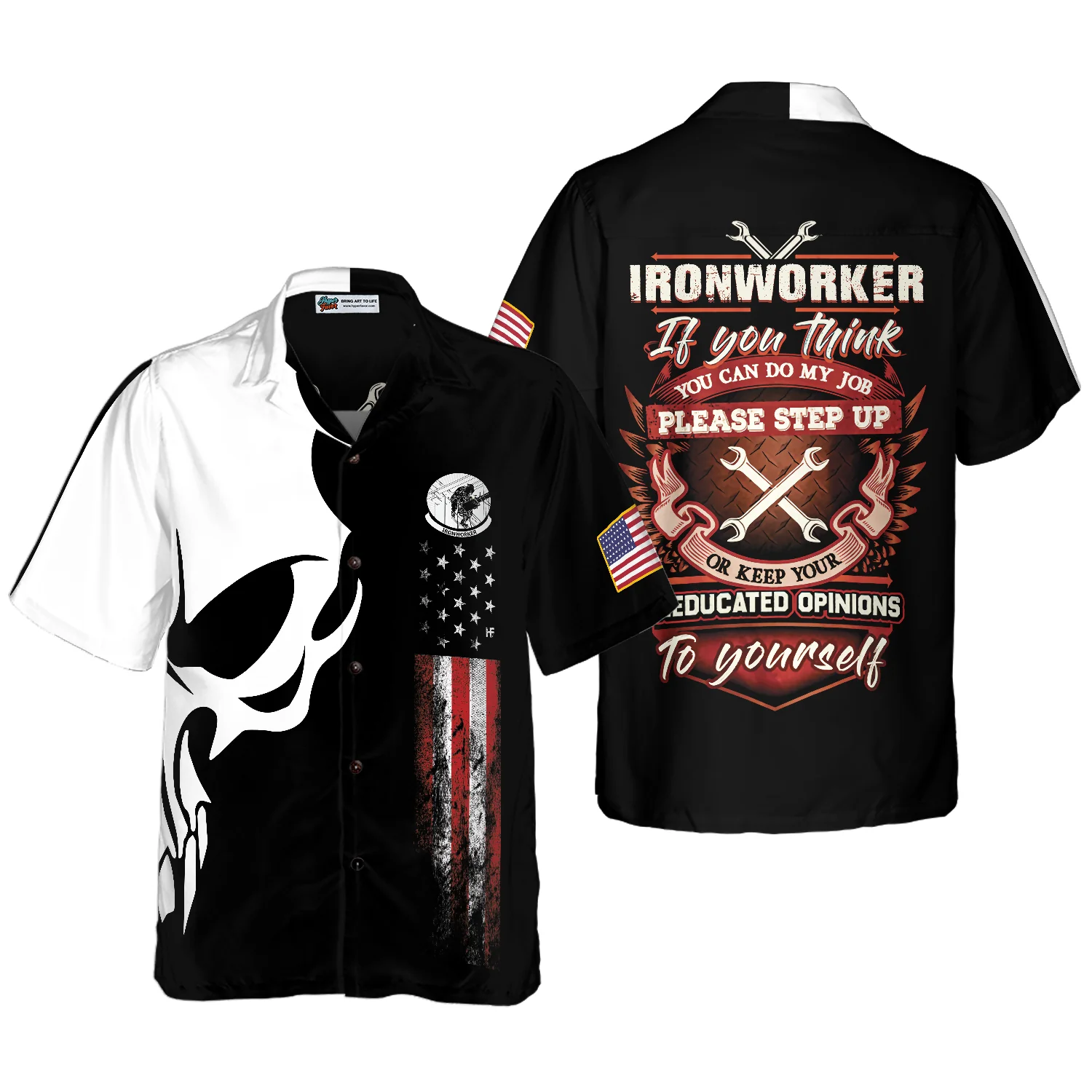 Ironworker Proud Skull Hawaiian Shirt Aloha Shirt For Men and Women