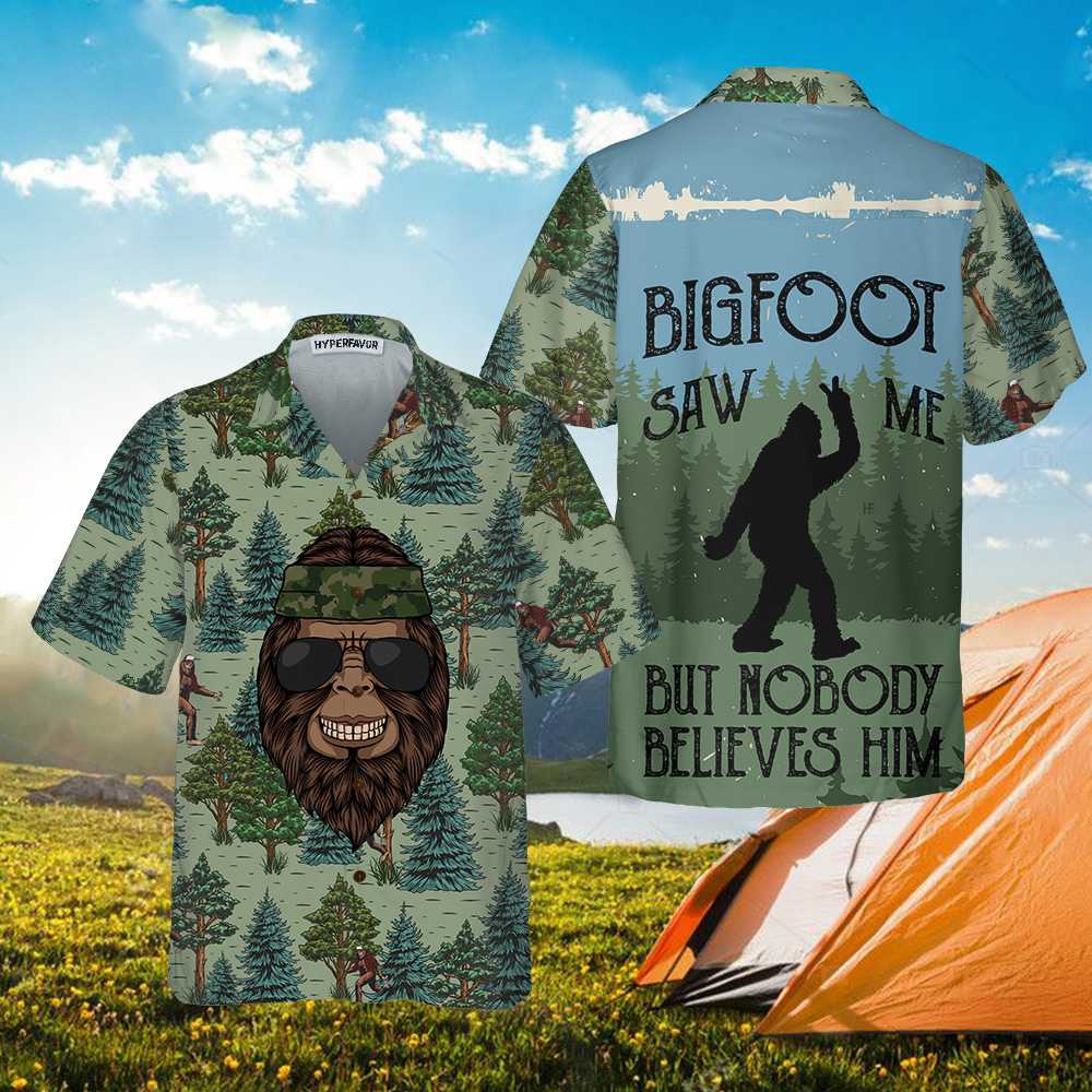 Bigfoot Saw Me Camping Hawaiian Shirt Funny Camping Shirt Aloha Shirt For Men and Women