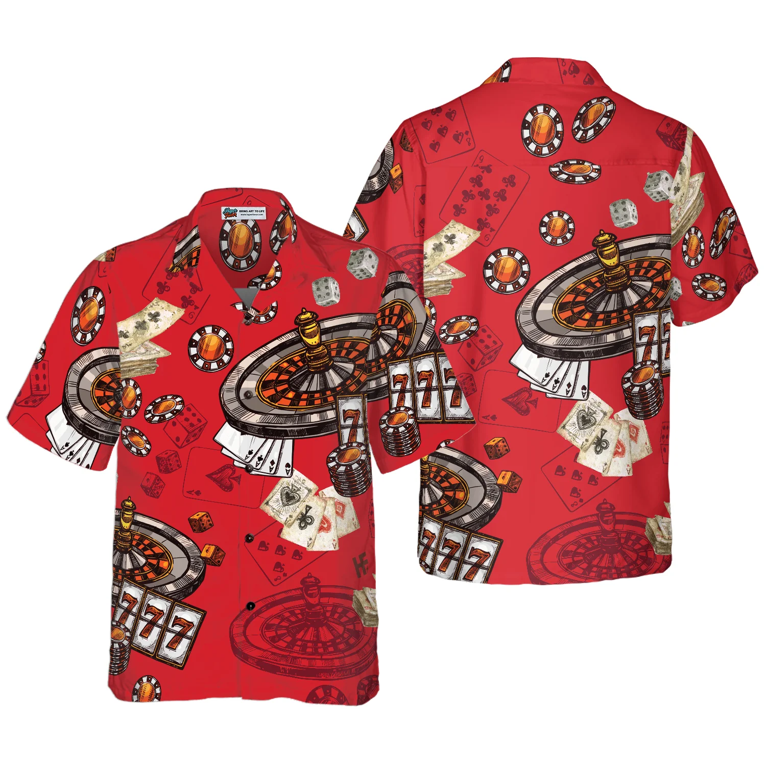 Casino Pattern Red Background Hawaiian Shirt Aloha Shirt For Men and Women