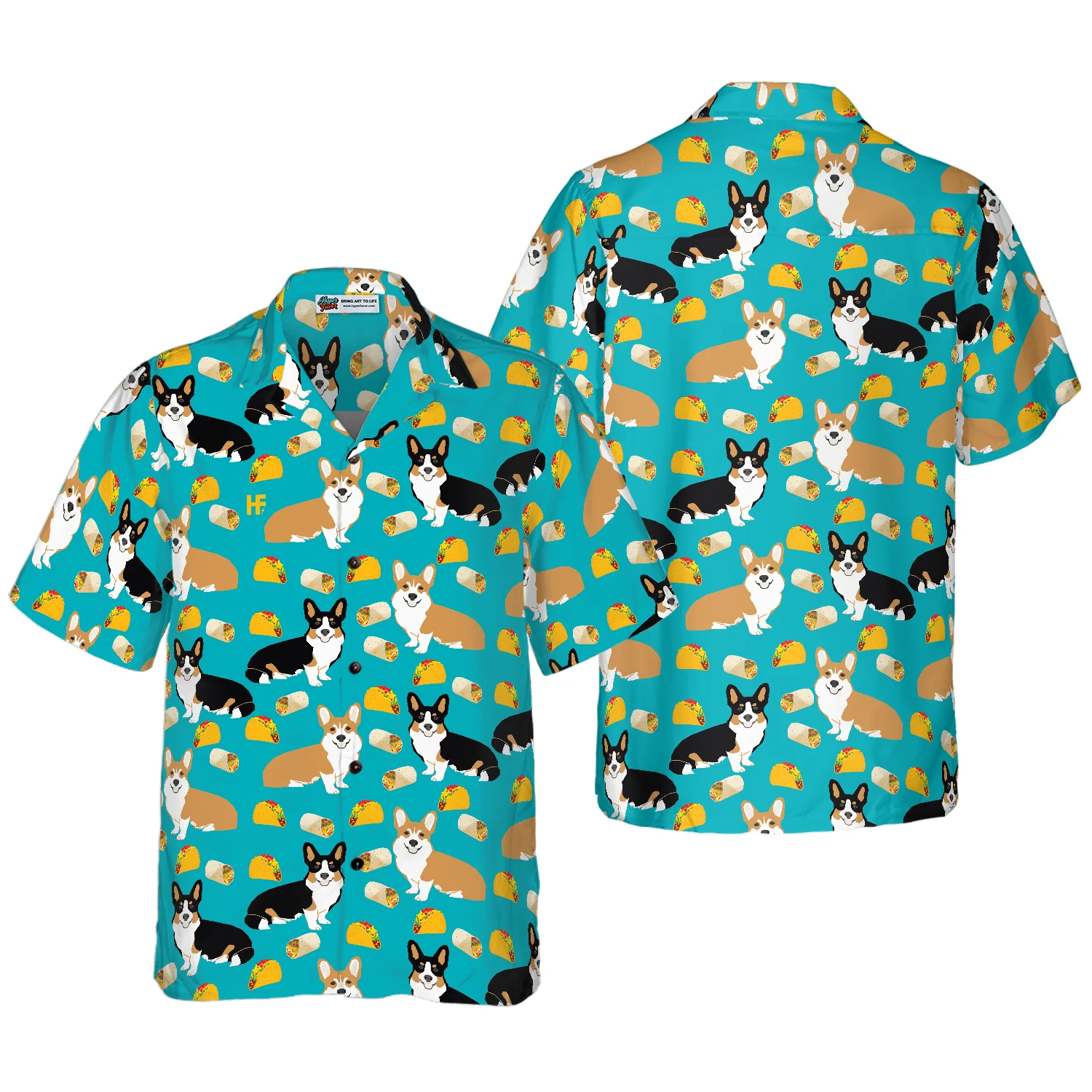 Colorful Corgi  Foods Hawaiian Shirt Aloha Shirt For Men and Women