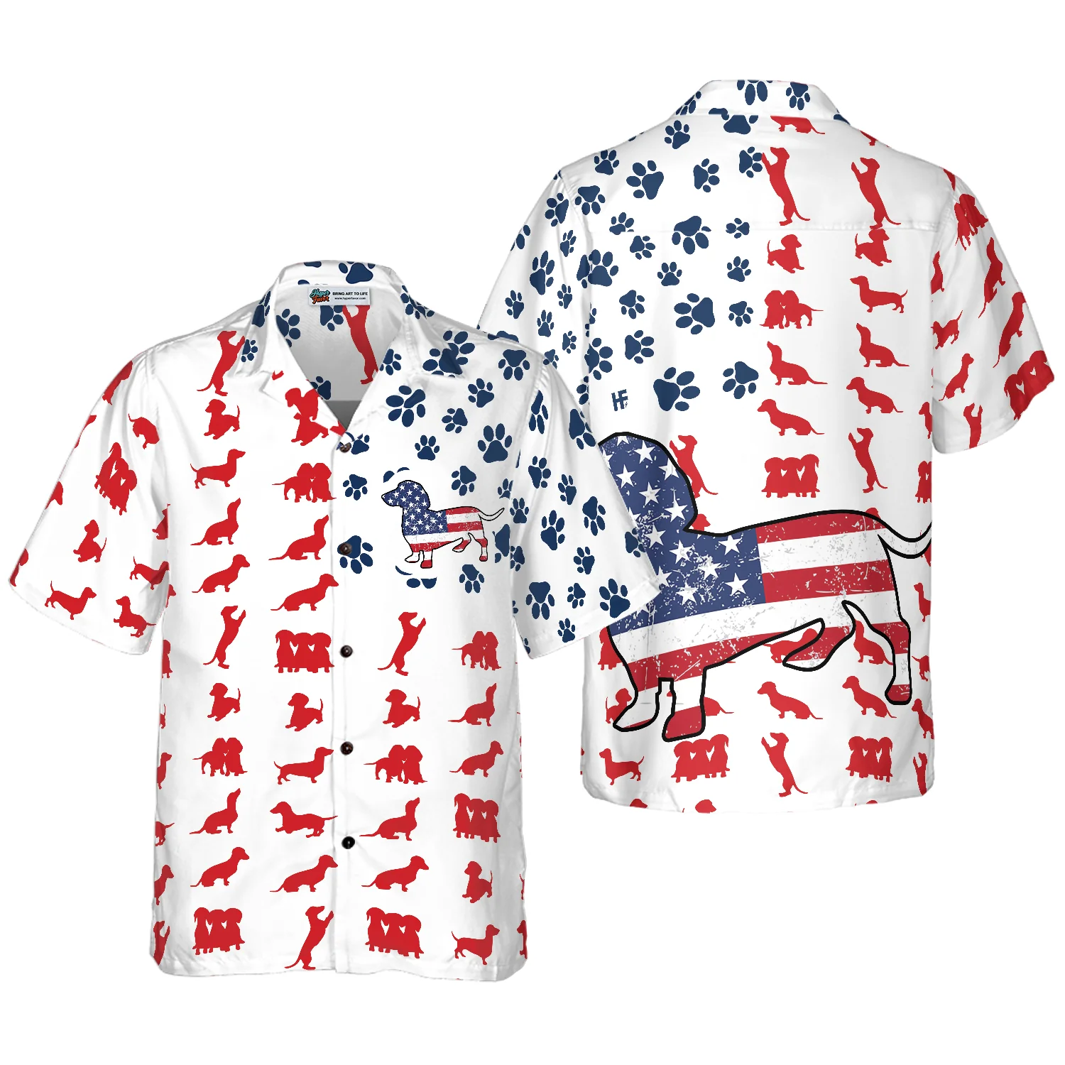 Dachshund American Flag Hawaiian Shirt Aloha Shirt For Men and Women