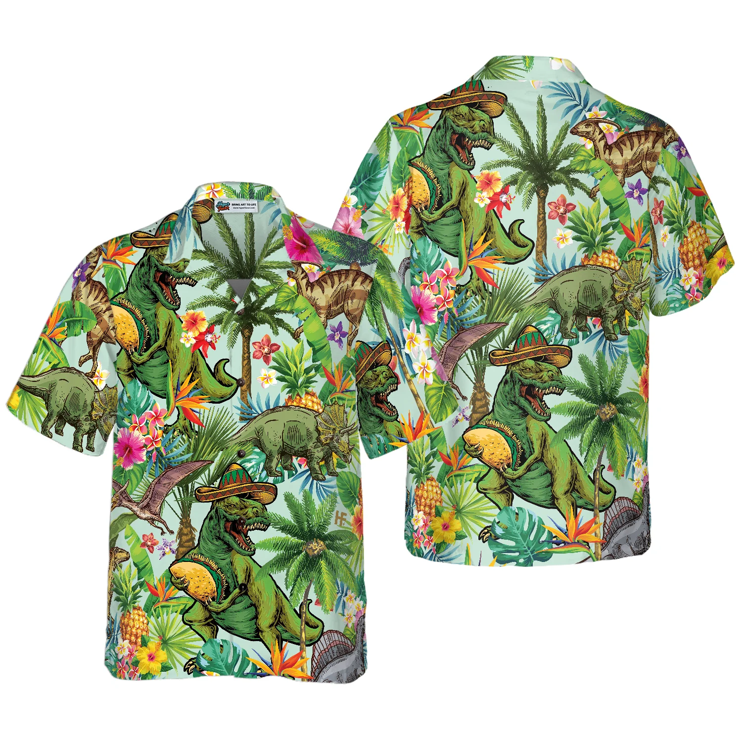 Tropical Dinosaur Hawaiian Shirt Aloha Shirt For Men and Women