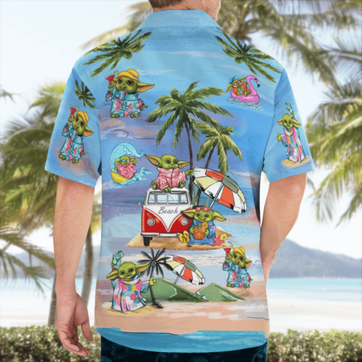 Baby Yoda Summer Time Hawaiian Shirt Blue Summer Aloha Shirt For Men Women