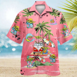 Baby Yoda Summer Time Hawaiian Shirt Pink Summer Aloha Shirt For Men Women - Dream Art Europa