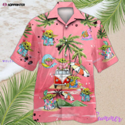 Baby Yoda Summer Time Hawaiian Shirt Pink Summer Aloha Shirt For Men Women