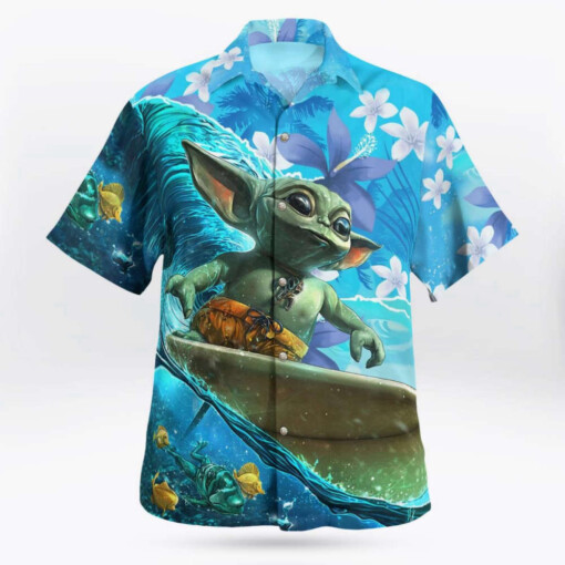 Baby Yoda Surfing Hawaiian Shirt Summer Aloha Shirt For Men Women