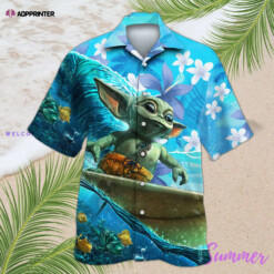 Baby Yoda Surfing Hawaiian Shirt Summer Aloha Shirt For Men Women