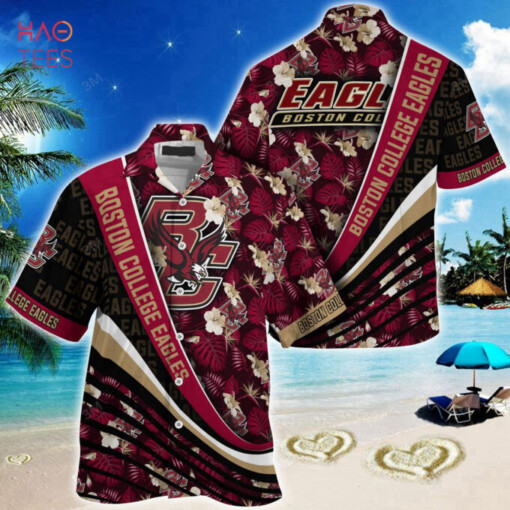 Boston College Eagles Summer Hawaiian Shirt Tropical Flower Button 3D Shirt